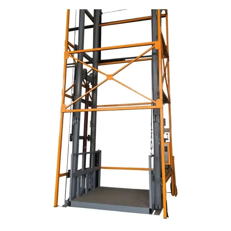 ลิฟต์บรรทุกสินค้าไฮดรอลิกอุตสาหกรรม รับน้ำหนัก 1 ตัน พร้อมระบบความปลอดภัย ดีไซน์รางนำทาง สำหรับใช้ในคลังสินค้าและโรงงาน