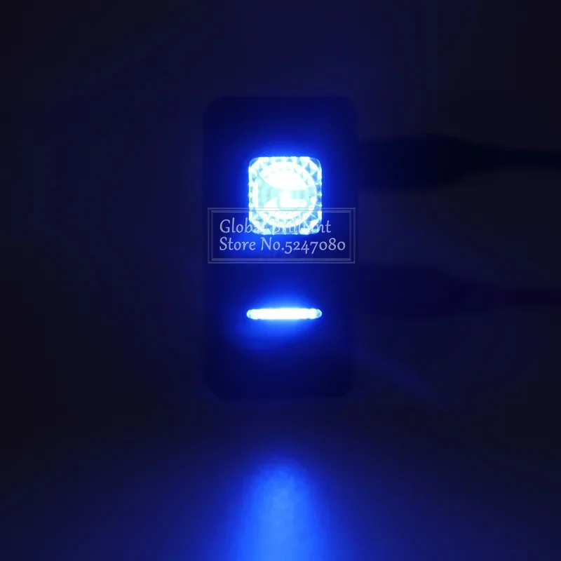 Lampada a LED blu 12v/24v 5 pin On Off SPST Interruttore a pulsante a bilanciere Interruttore a pulsante impermeabile per barca per auto