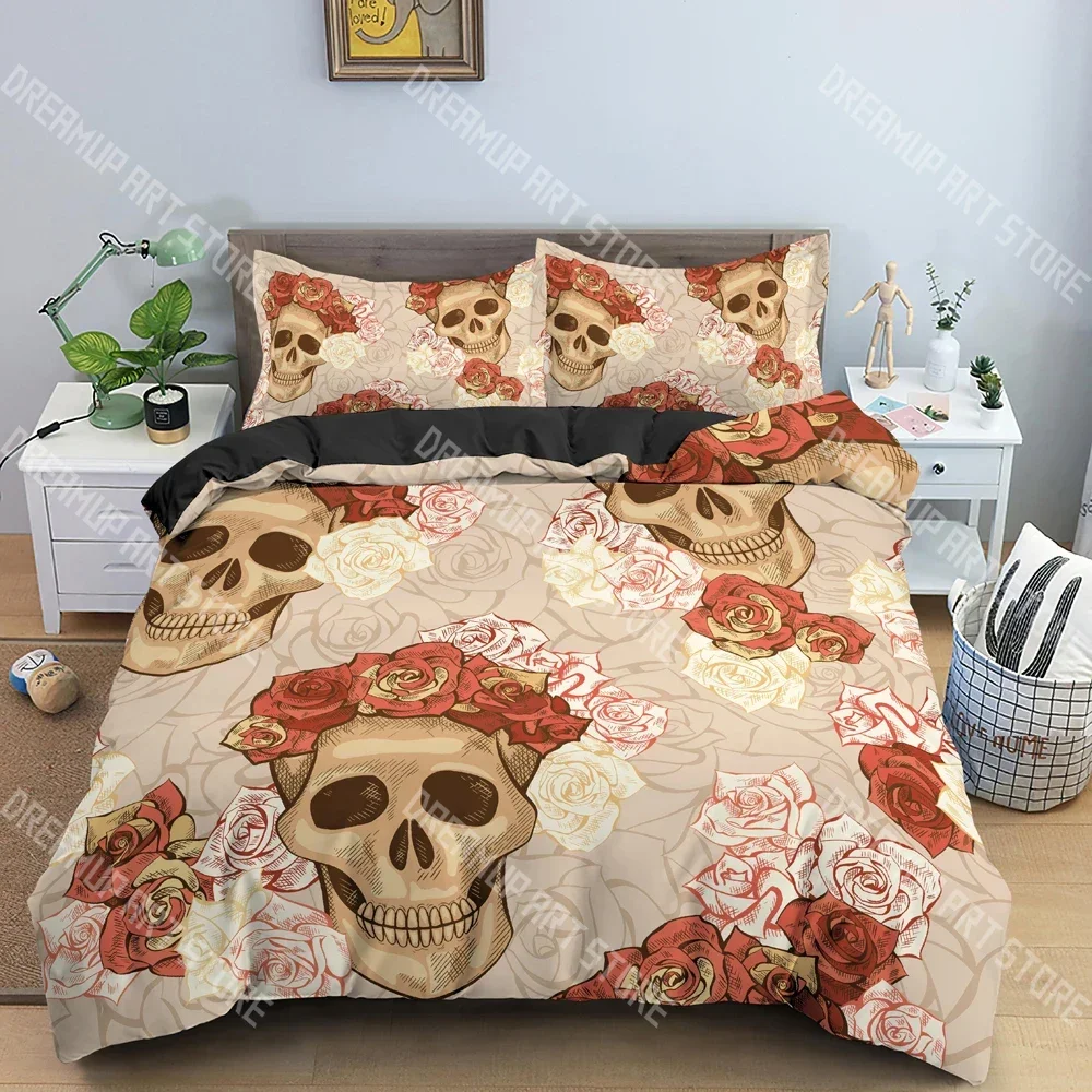 

Hot Style Soft Bedding Set 3d Digital Skull Printing 2_3pcs Duvet Cover Set with Zipper Single Twin Double Full Queen King
