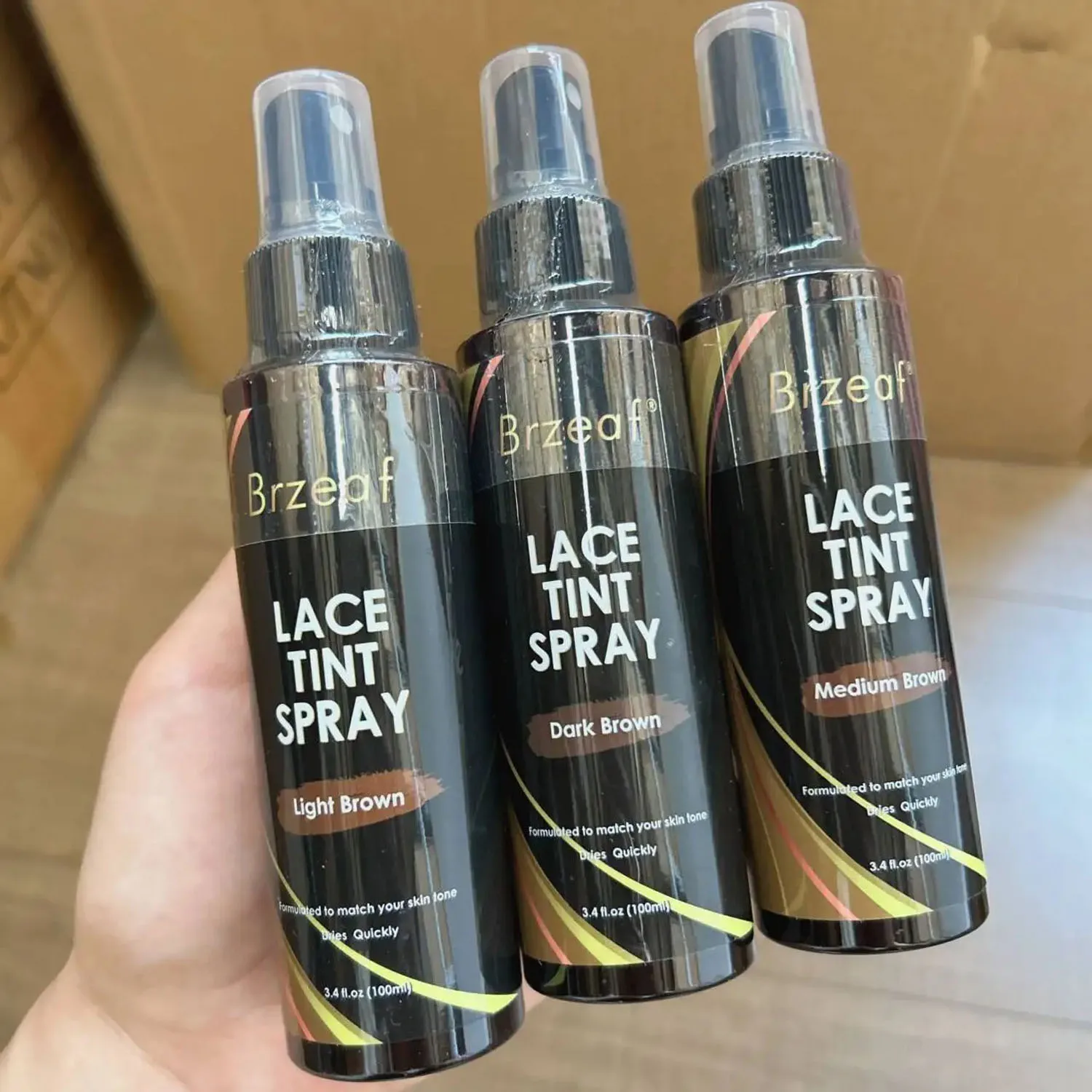 Dark Brown Middle Brown Light Brown Lace Tint Spray for Lace Wigs Closures 100ml - Frontal Wig Lace Coloring Spray