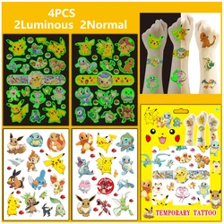 Cartoon Pokemon Waterproof Temporary Tattoo Stickers Pikachu Anime Decals Kids Arm Face Body Art DIY Fake Tattoo Sticker Toys