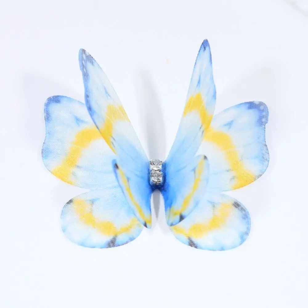 3D Organza Fabric Butterfly Appliques Gradient Color Double-layer Simulation Mesh Butterfly Patch Translucent