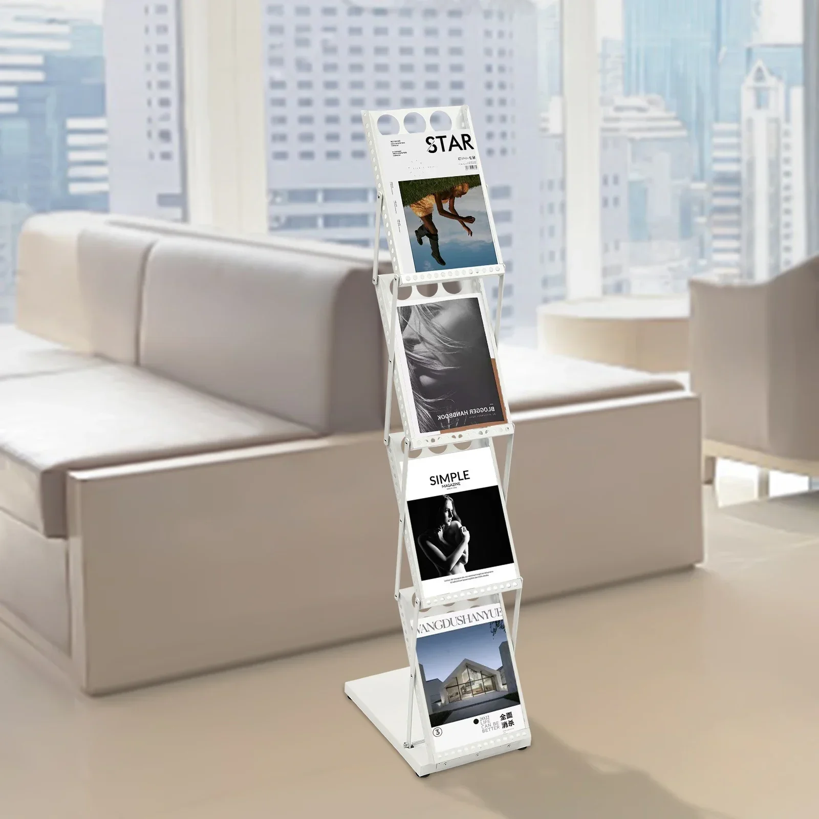 Display Stand&Foldable Magazine Rack with 4 Pockets for Exhibition and Trade Show Durable Foldable Magazine Rack – High-Quality