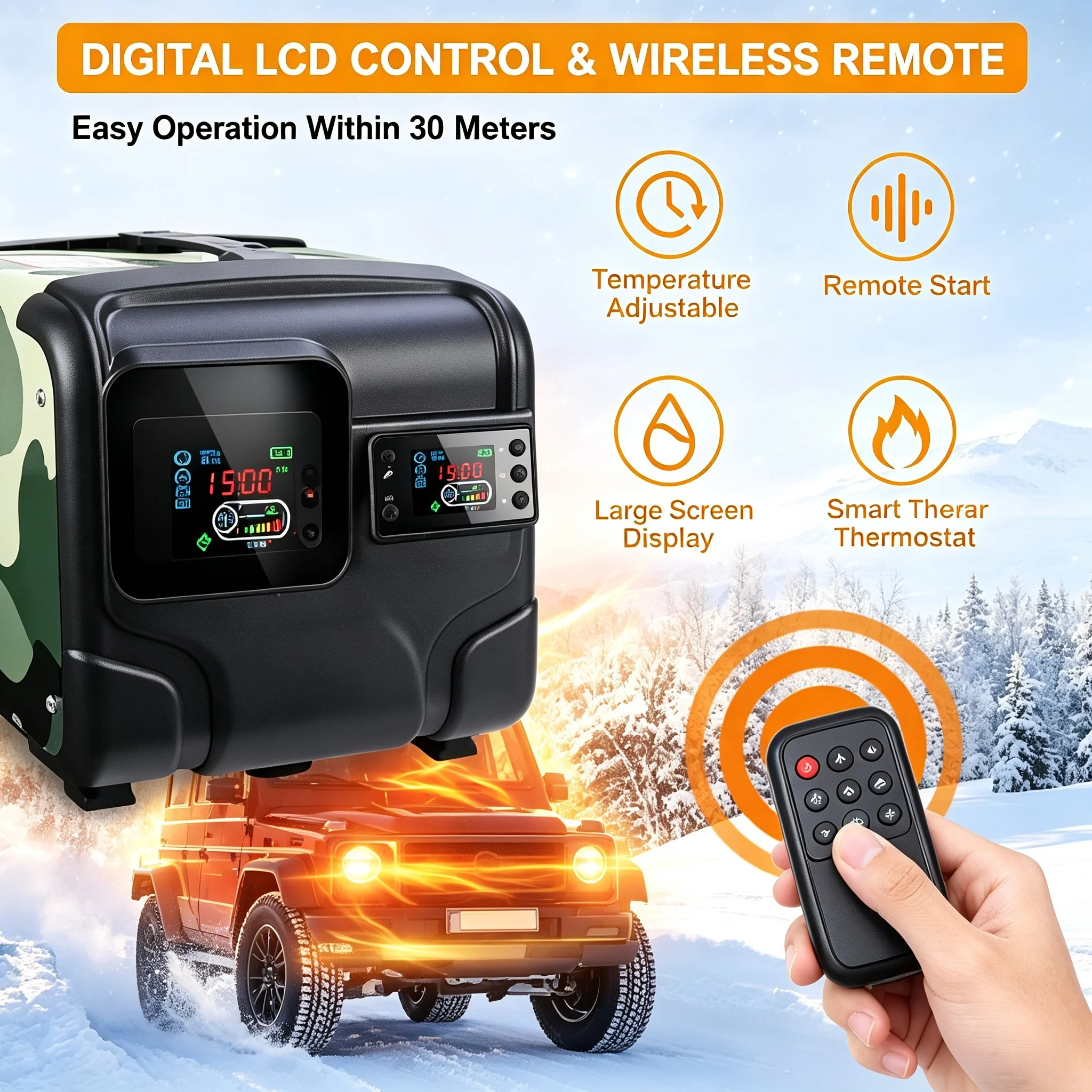 Dual Voltage 12V/24V 5000W Car Diesel Parking Heater, Aluminium Casing With LCD Wireless Remote Engine Preheating Warmer