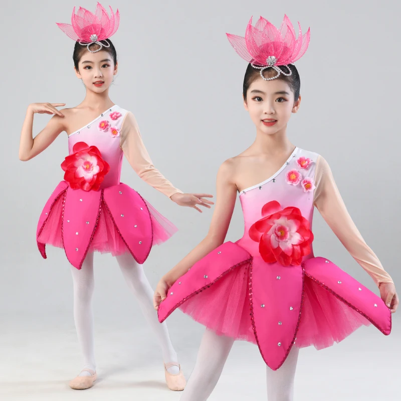 new-style Magnolia fragrance girl performance dress puffy skirt dance dress peach blossom magnolia blossom performance clothing