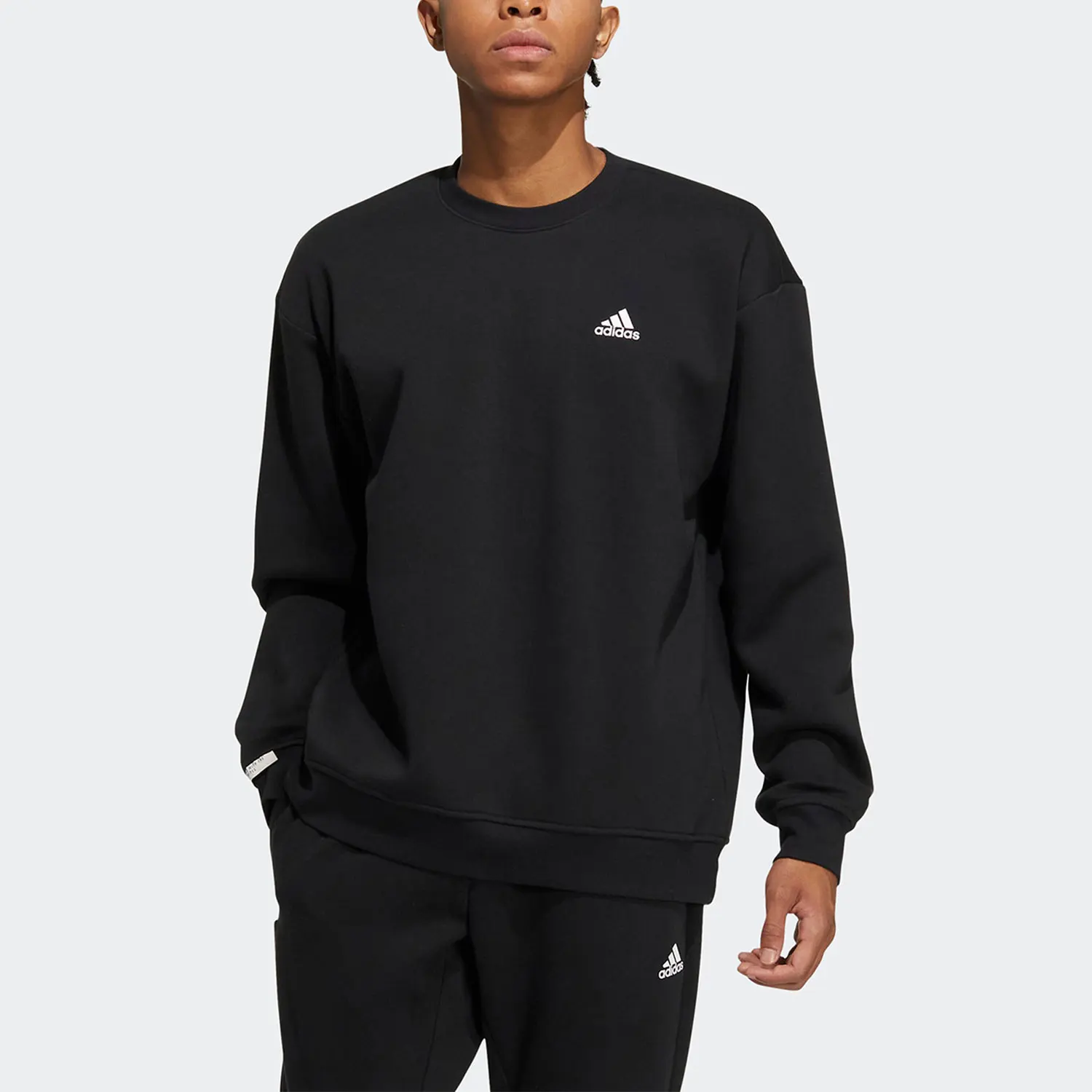 Adidas genuine Winter Men's Fleece-lined Sport Round Neck Long Sleeve Sweatshirt IB2774
