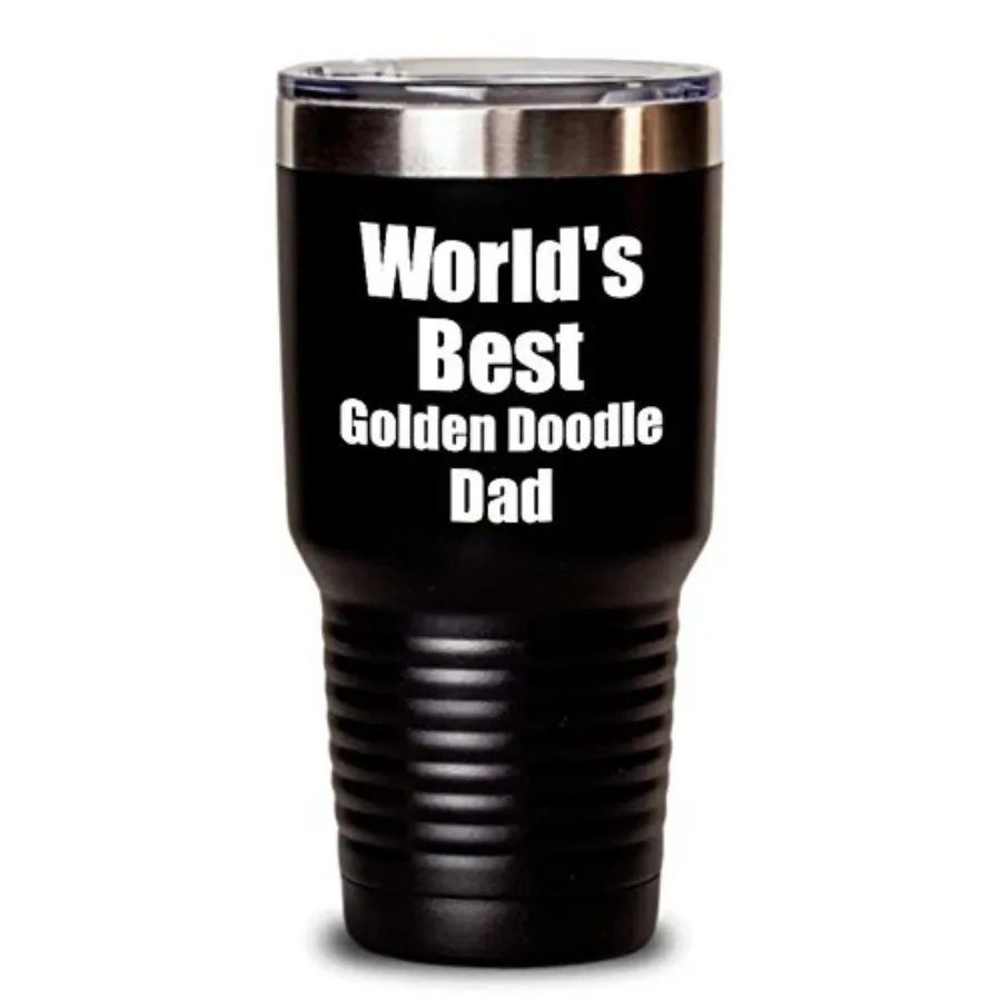 

Golden Doodle Dad Tumbler Worlds Best Dog Lover Funny Gift For Pet Owner Coffee Tea Insulated Cup With Lid Black 30 Oz