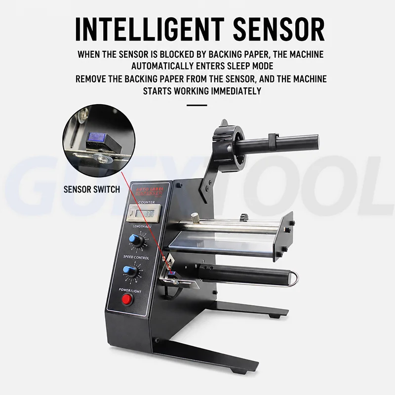 1150D Automatic Label Dispenser, Label Stripper with Counter Speed & Length Adjustable Industrial Barcode Sticker Separator