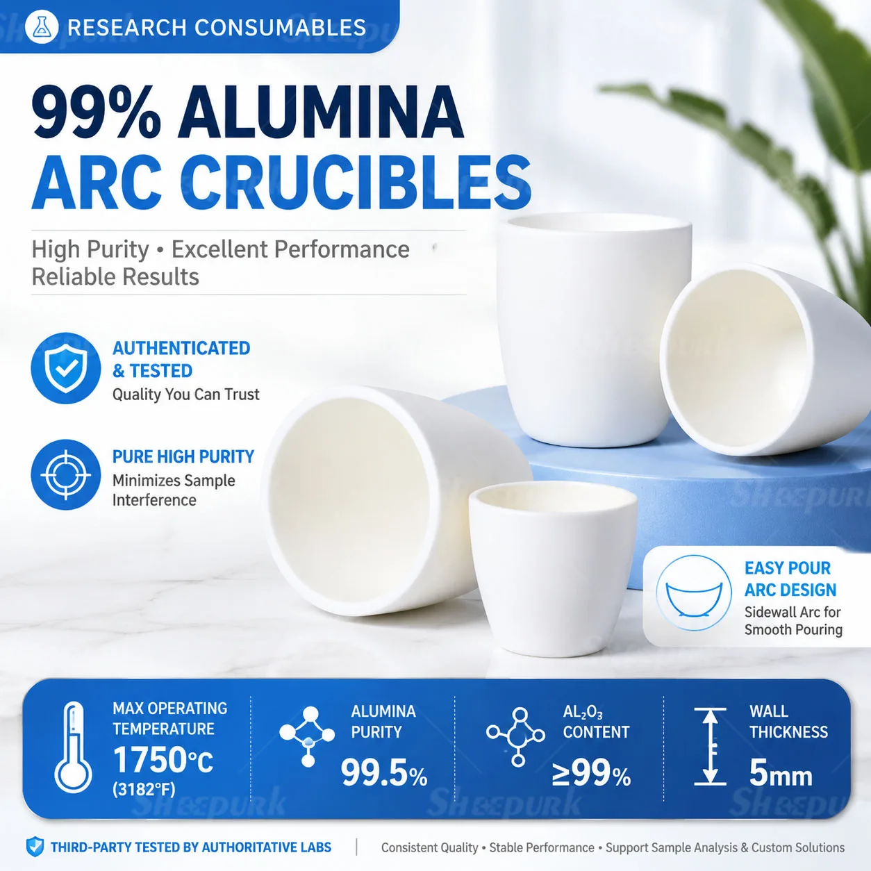 99% Aluminiumoxid Bogenförmiger Korundtiegel 460-5000ml Mehrere Größen Verschiedene Deckeloptionen Labor Hochtemperatur-Sinter- und Schmelzgerät – Detail 3