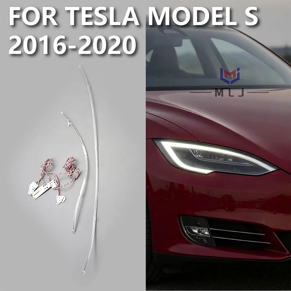 Acrylic Light Guide Tubes Strips Angel Eyes DRL Light Source Chips PCB Boards Headlight Replacement For Tesla Model S 2016‑2020