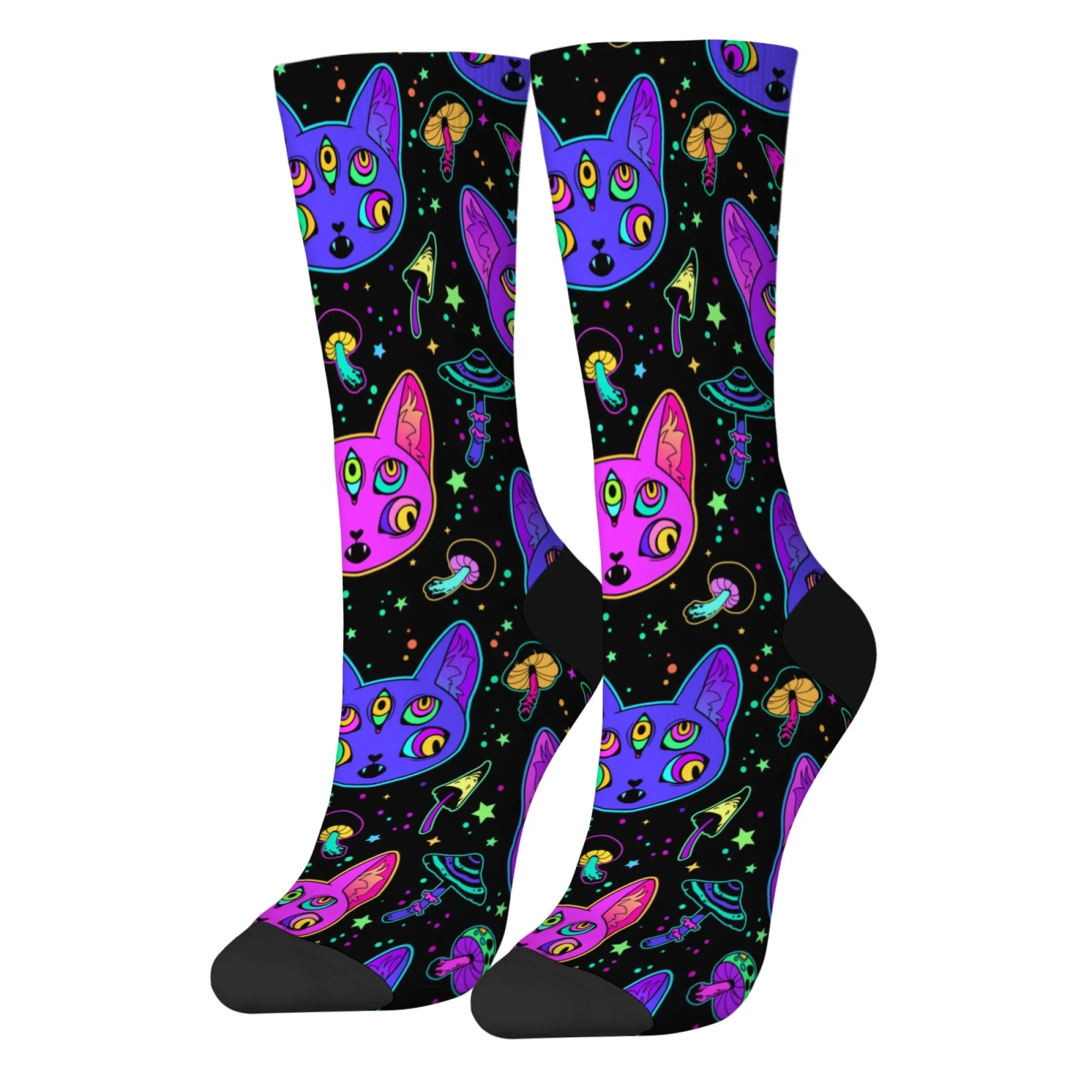 サイケデリックゾンビ猫メンズソックス原宿スタイルノベルティ面白い圧縮ソックスクレイジーパーティーギフトストリートファッションヒップホップソックス