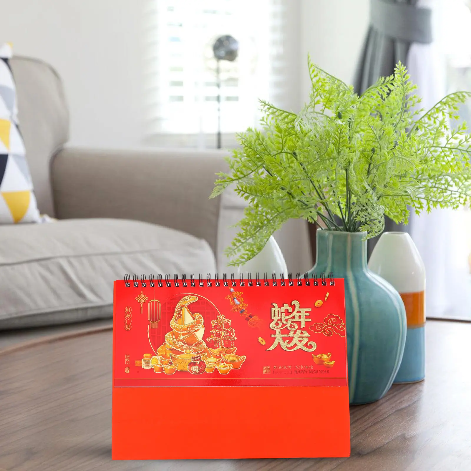 

2025 Chinese Lunar Year Desk Calendar Freestanding Flip Calendar Year of The Snake Spring Festival Home Office Decor Monthly
