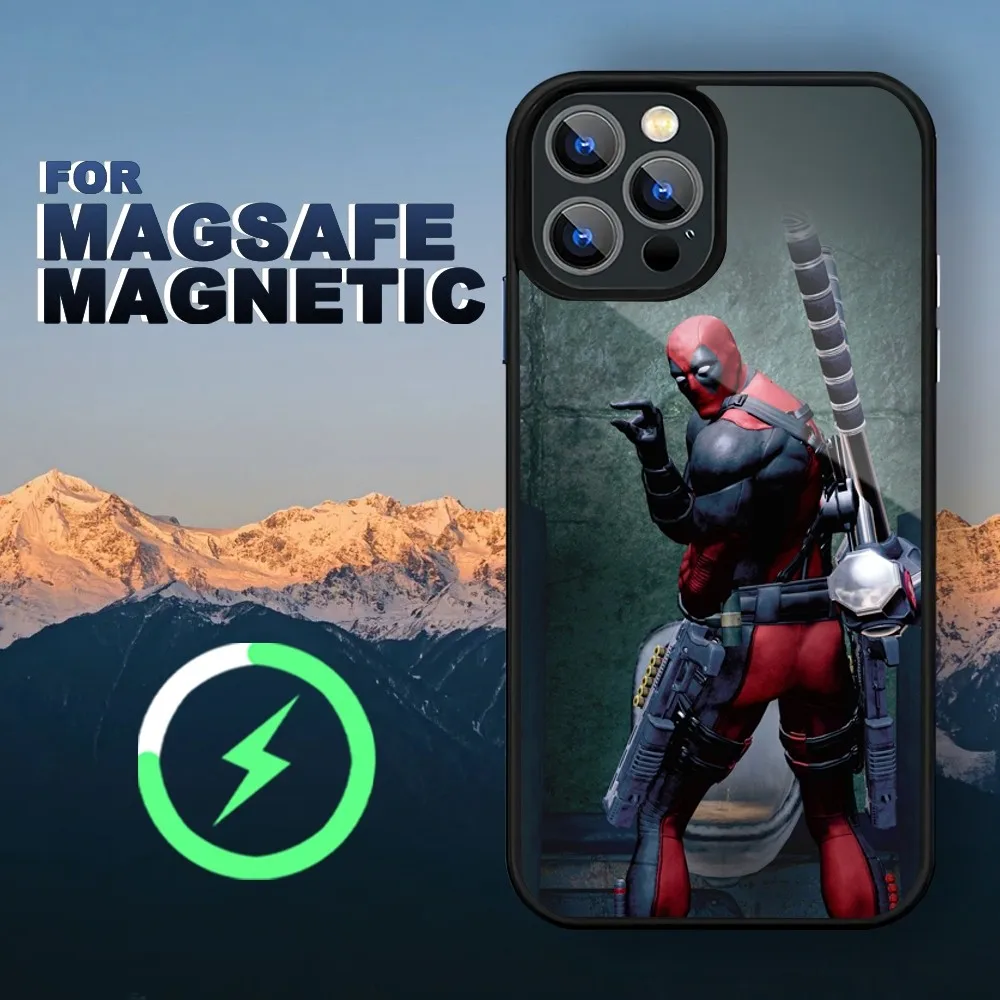 Movie D-Deadpool Phone Case For iPhone Magsafe Magnetic 13 14 15 11 12 Glass Pro Max Charging Plus Shell