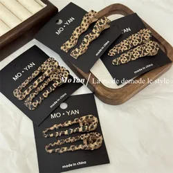 Retro alloy leopard print hairpin female bangs sideclip celebrity temperament geometric pairclip back head broken hairpin