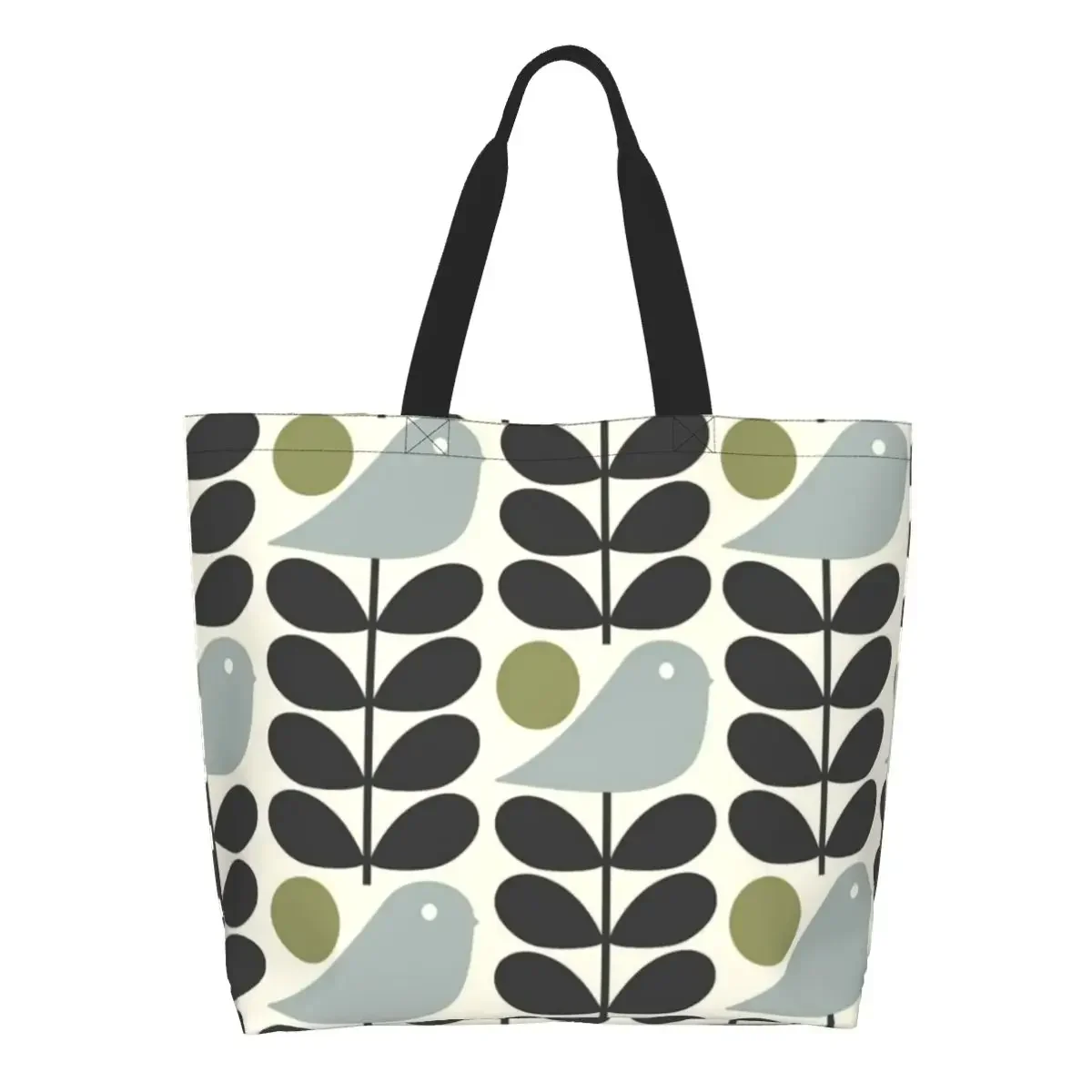 Reusable Bird Orla Kiely Abstract Design Shopping Bag Women Canvas Shoulder Tote Bag Washable Scandinavian Grocery Shopper Bags