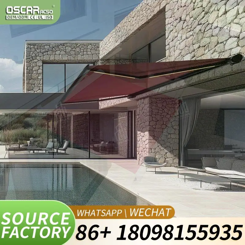 Retractable Folding Outdoor Aluminum Canopy Patio Sunshade for Garden Balcony Terrace Retractable Awning