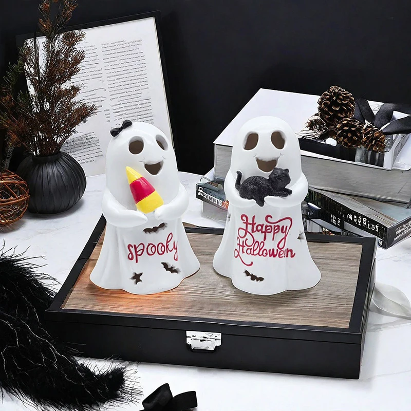 Cute Ghost Statue, Ghosts Small Scary Ghost Figurines, Halloween Home Decorations, Resin Party Decoration