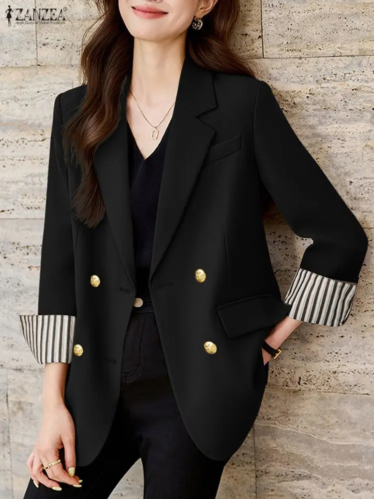 

2025 ZANZEA Stylish OL Outwears Autumn Women Blazer Jackets Elegant Lapel Neck Long Sleeve Blazer Suits Casual Buttons Down Coat