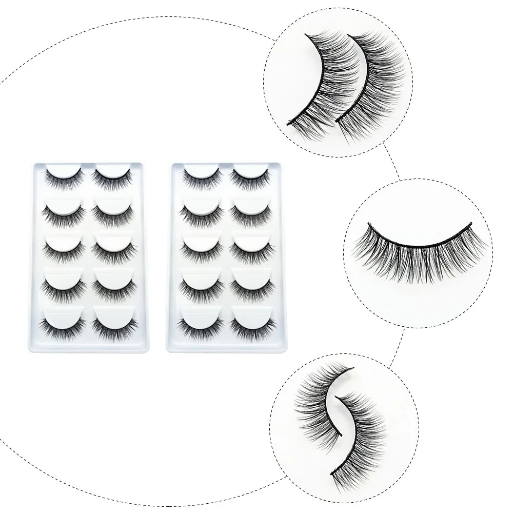 

5 Pairs Eyelashes Natural 3D Lashes Soft Comfort Easy Wear 2 Boxes Makeup Accessories Beauty Eyelashes Daily Use
