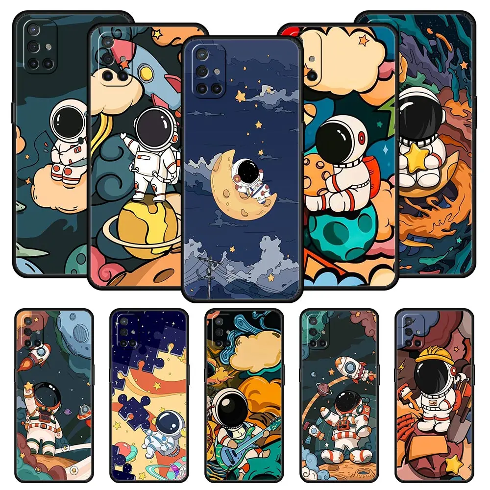 Space Astronaut Cartoon Case For OnePlus 10 9 8 7 7T Pro 9R 9RT 8T One Plus Nord 2 CE N200 N100 N10 5G Phone Cover Coque Funda