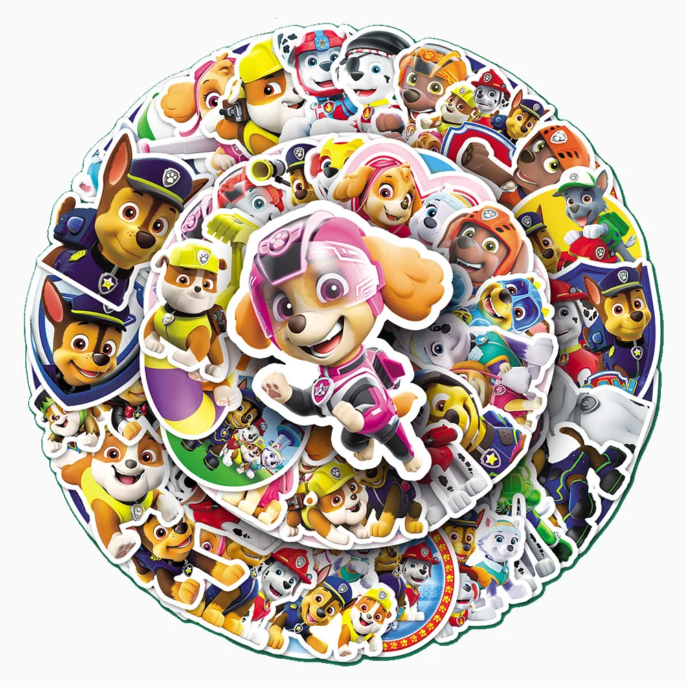 10/30/50PCS Cartoon PAW Patrol Graffiti Stickers Decals Waterproof DIY Skateboard Laptop Stationery Vinyl Cute Kids Sticker Toys