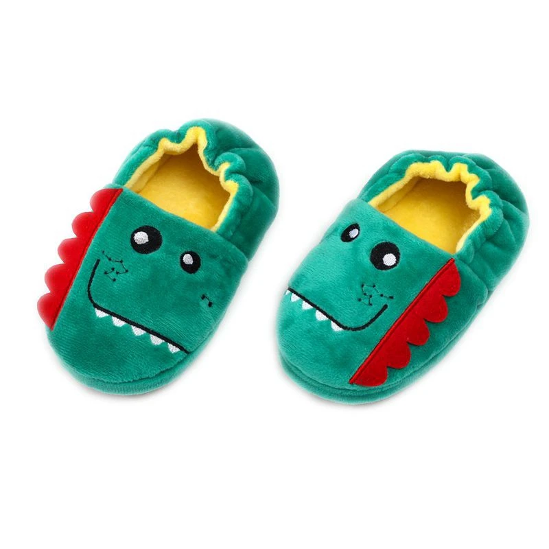 Mode Kleinkind Junge Hausschuhe Indoor Winter Cartoon Dinosaurier Plüsch warmes Kind Haus Schuhe weiche Gummis ohle Home Schuhe Baby artikel