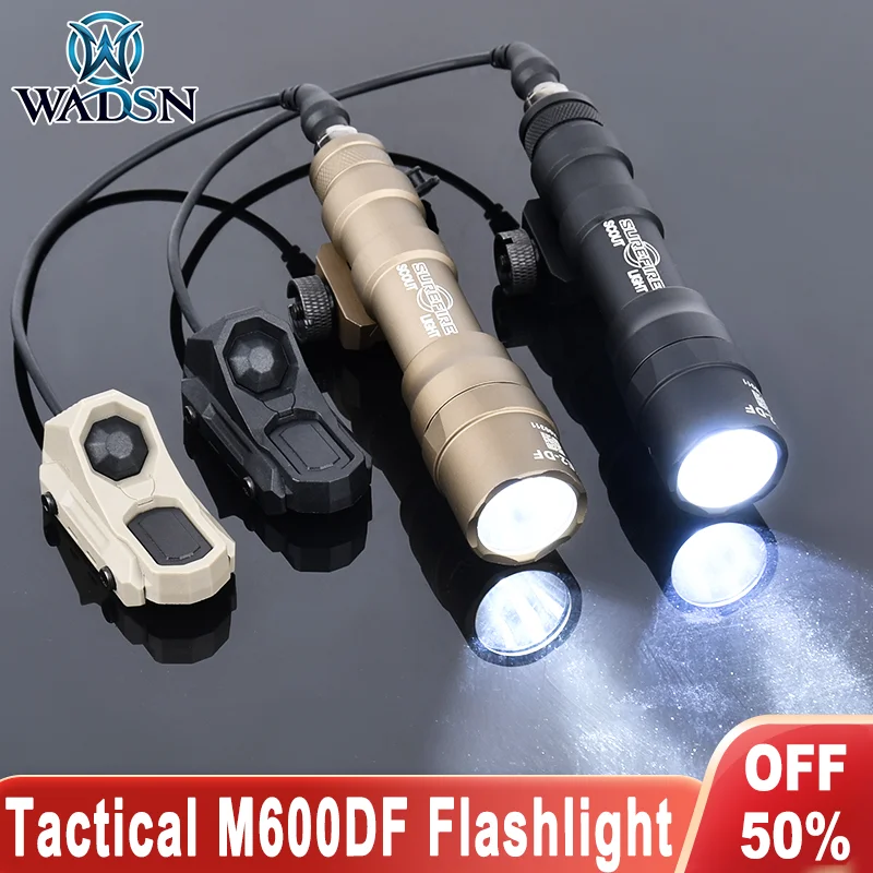 

WADSN SF M600 M600DF Flashlight White Light 1400lumens Fit 20MM Picatinny Rail AXON Dual Function Switch Airsoft Accessories