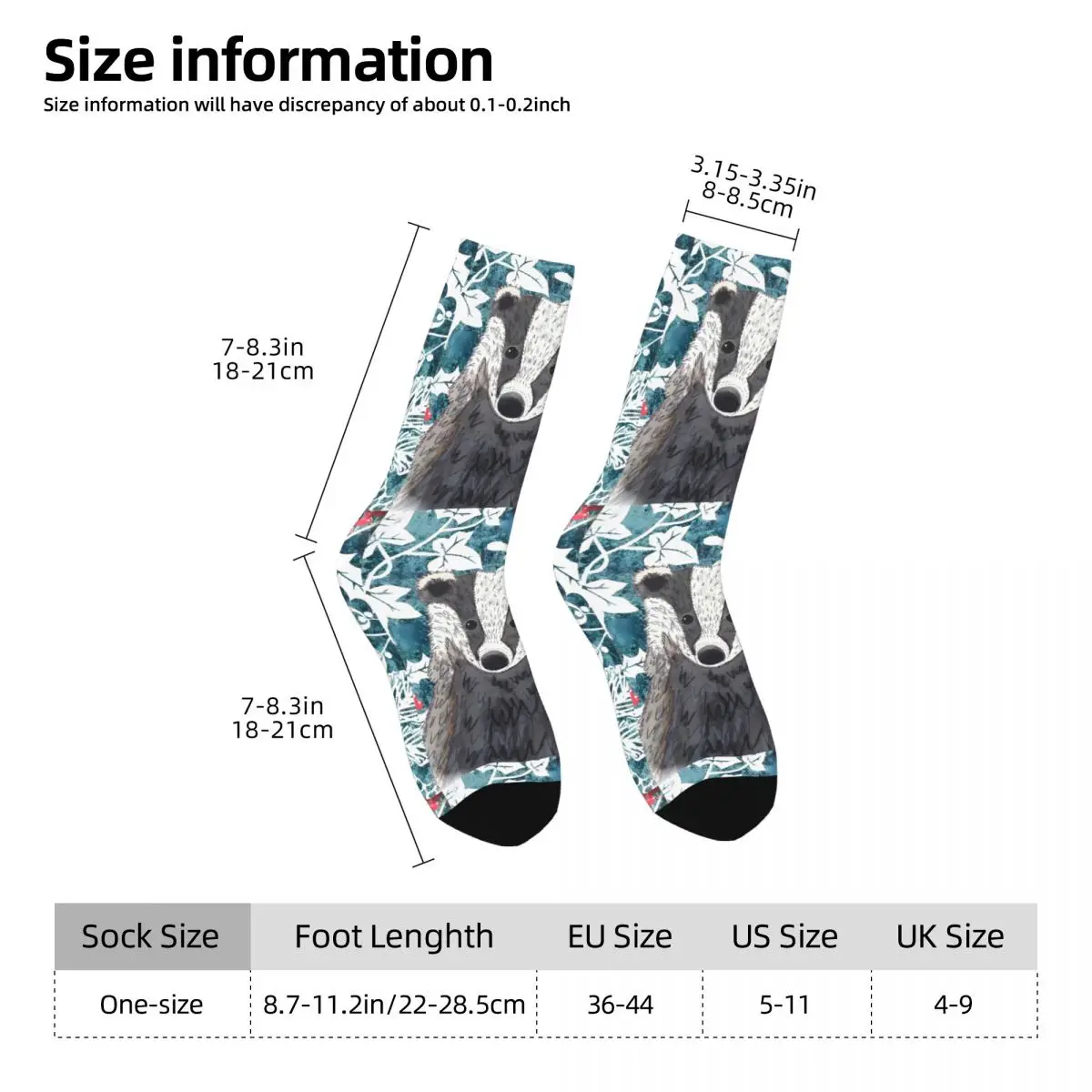 Funny Crazy Sock for Men Wild Wood Raccoon Hip Hop British Folk Pattern Printed Crew Sock