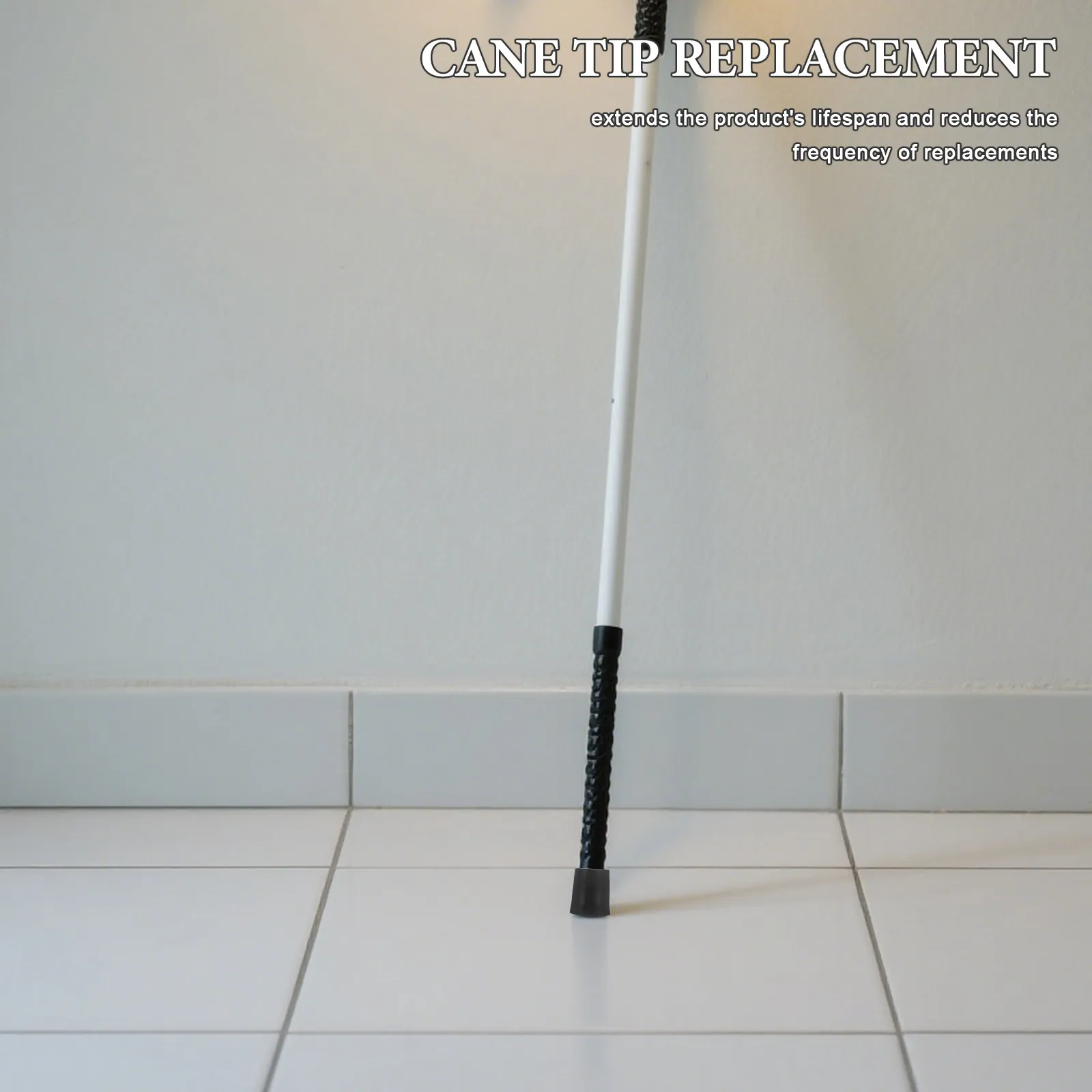 Blind Stick Accessories Cane Tips Rubber Tip Foot Black Sensitive Ground Feedback Wear Resistant Lightweight Easy