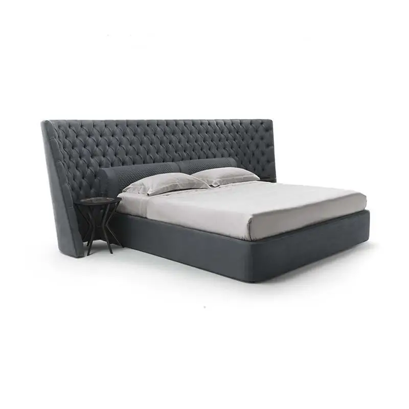 

Leather bed, Italian style, light luxury, high-end, villa, simple, modern