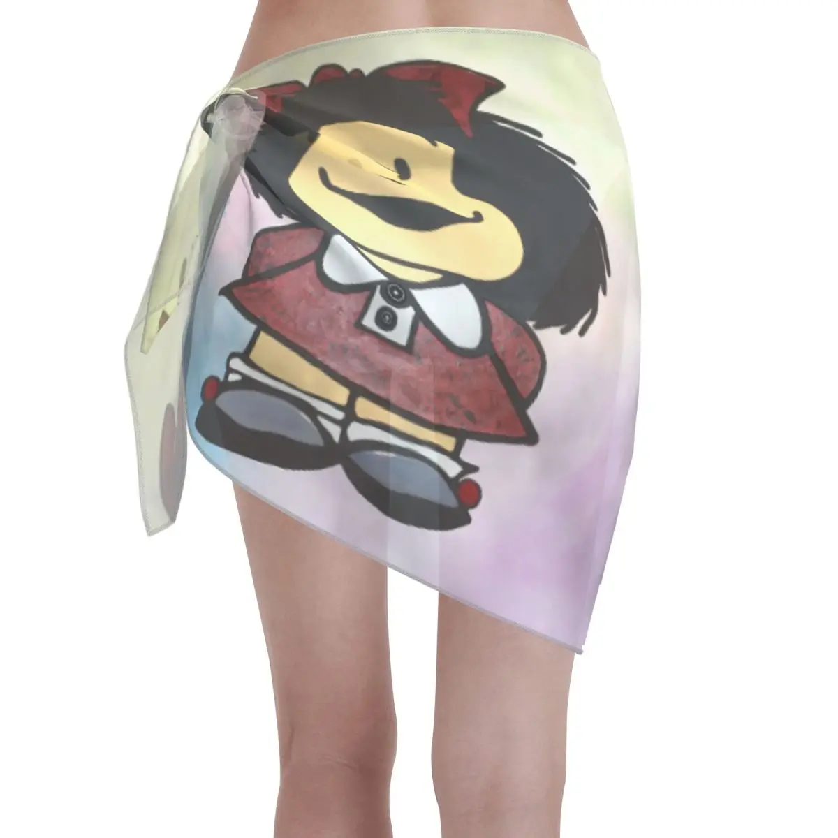 Sarongs courtes dessinées à la main, personnalisées, enveloppe de plage, imprimé de dessin animé Manga Quino, bande dessinée, Bikini de plage, Cover-up pour maillot de bain