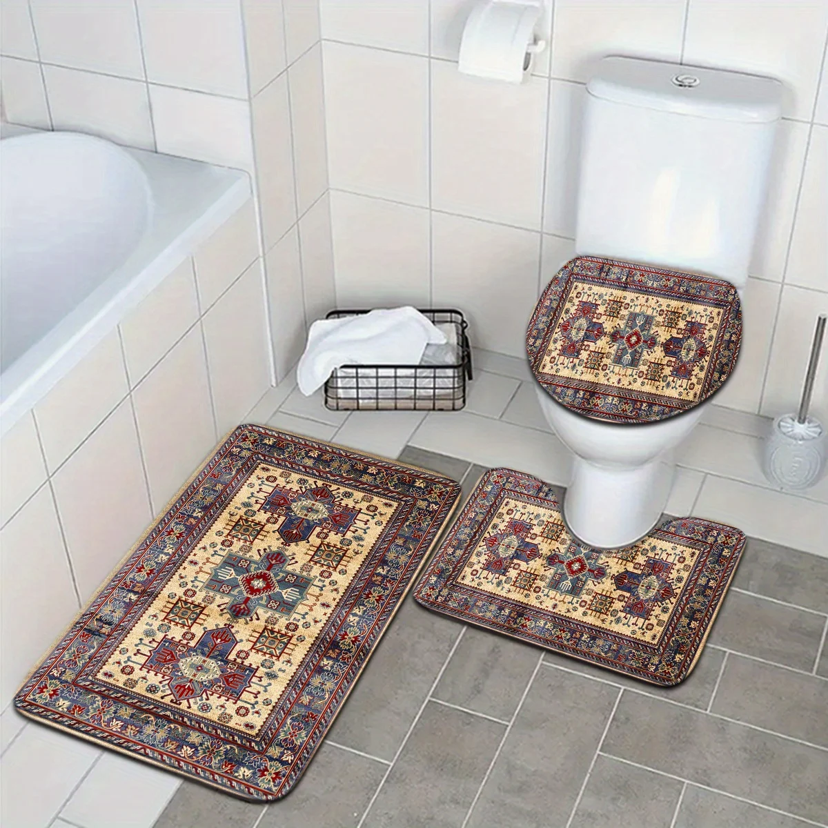 

Bathroom Mat Set Toilet Mat Bath Rug Home Decor Gift for Bathroom Vanity Area