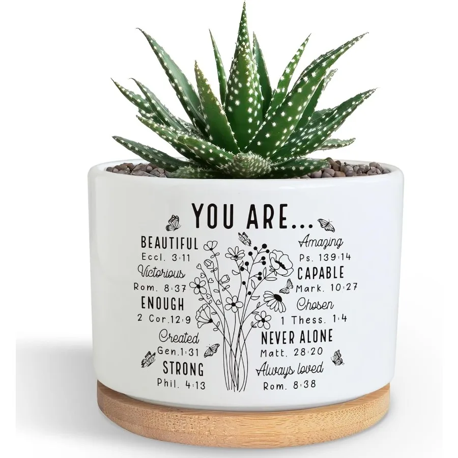 

You are Beautiful Succulent Plant Pot Cute 3.5 Inch Ceramic Pot Inspirational Christian Desk Windowsill Pots for Small Plants C