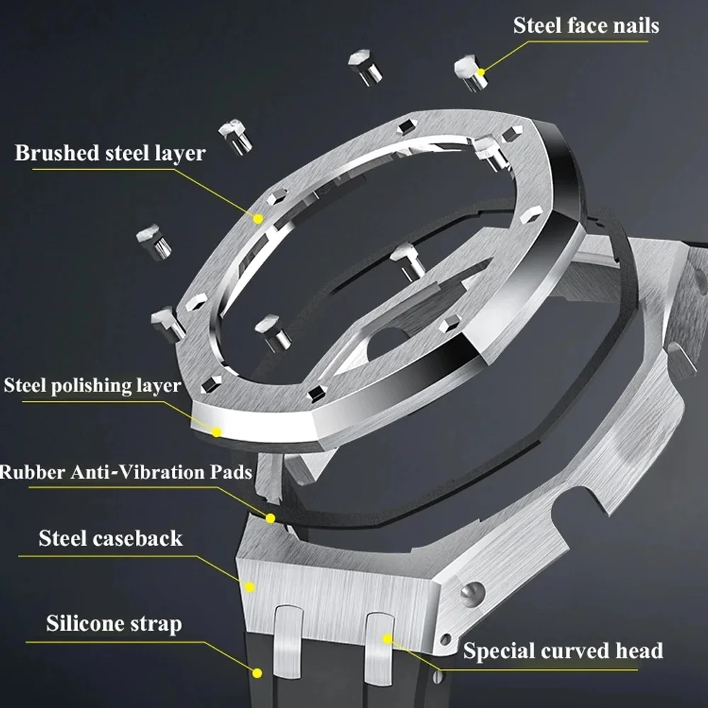 Gen3 Mod Kit For Casioak GM2100 Modification Kit Metal Case and Rubber Strap for G shock Mod Kit GM2110 Accessories Wholesale
