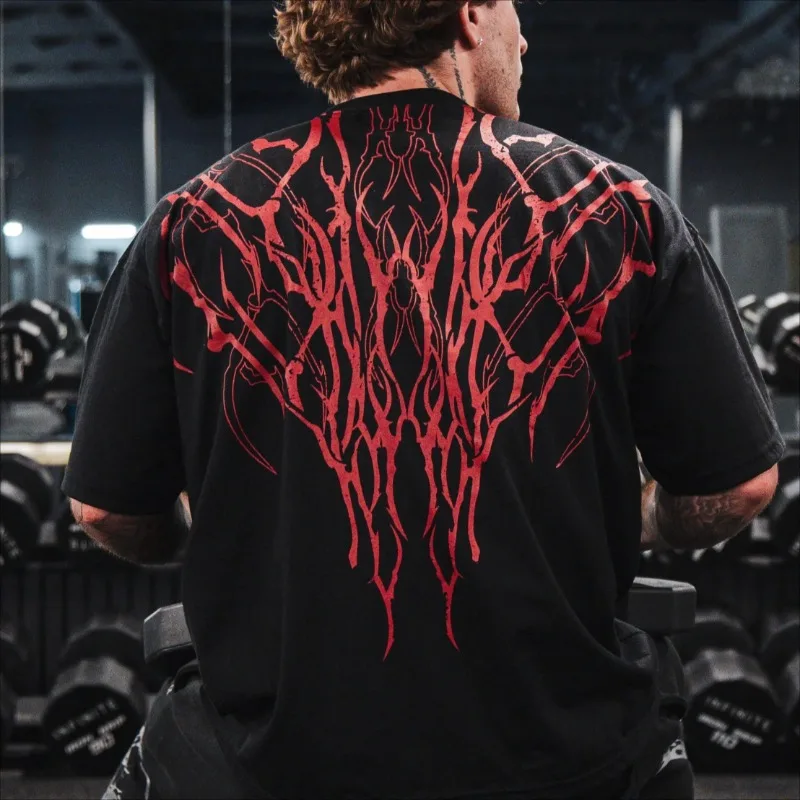 High Street Cotton Gym T Shirt Spider Web Flame Graphic Unisex Workout Top Moisture Wicking Best Seller Street Fashion Trend