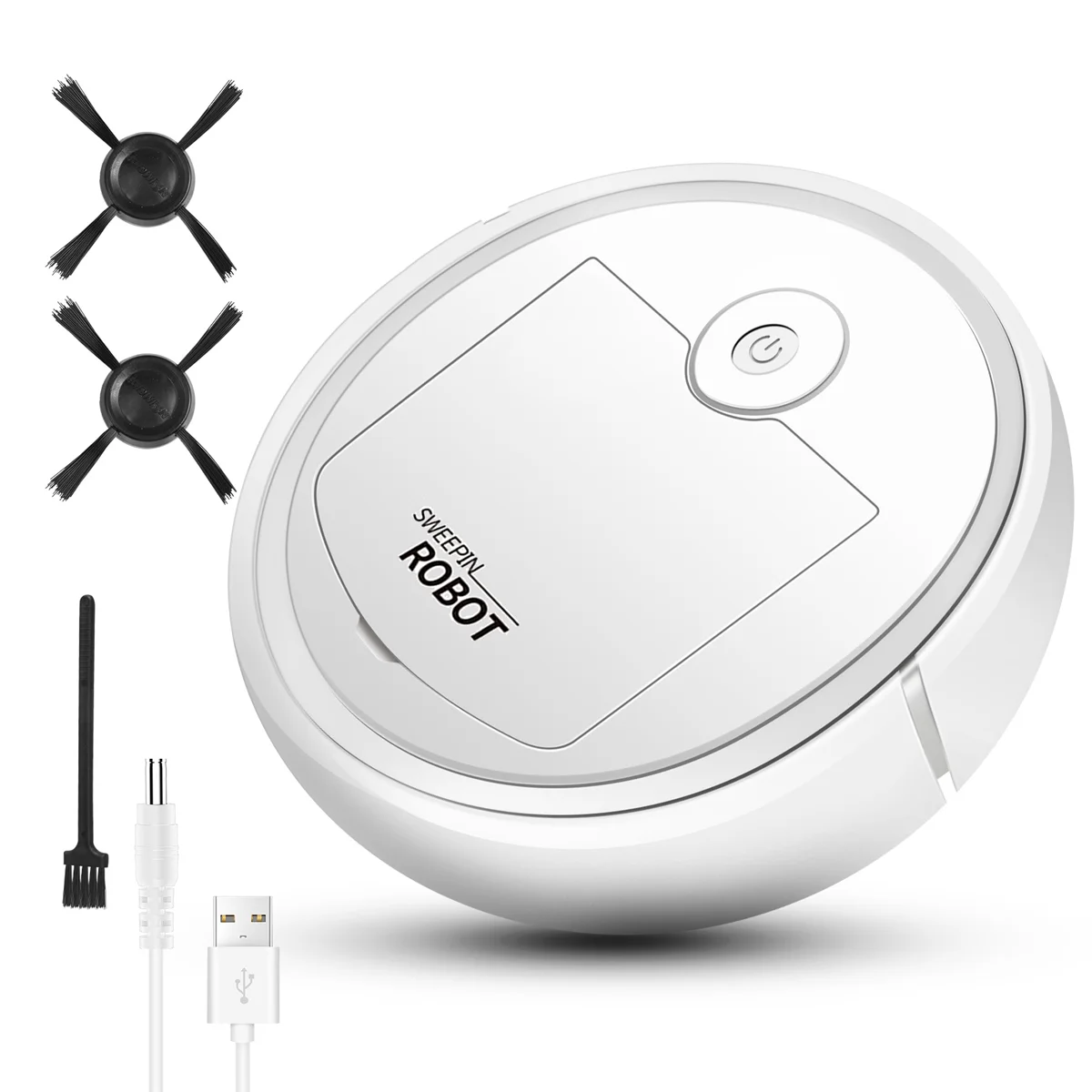 Robotic Vacuum Intelligent Low Noise Floor Sweeper Dust Catcher Carpet Cleaner ,White