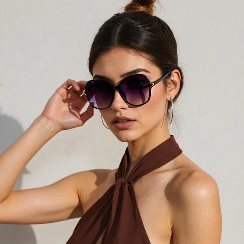Neue modische High-End-Retro-Sonnenbrille mit Gesichtsverstärkung, kleiner UV-Schutz, der große Sonnenbrille für Damen 2605 fährt