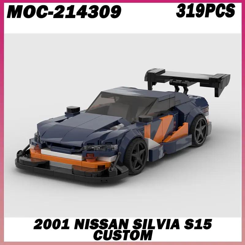 

319PCS MOC-214309 2001 Nissan Silvia S15 Custom Car Series JCD Sentiment Building Block Particle Assembly Ornament DIY Mode
