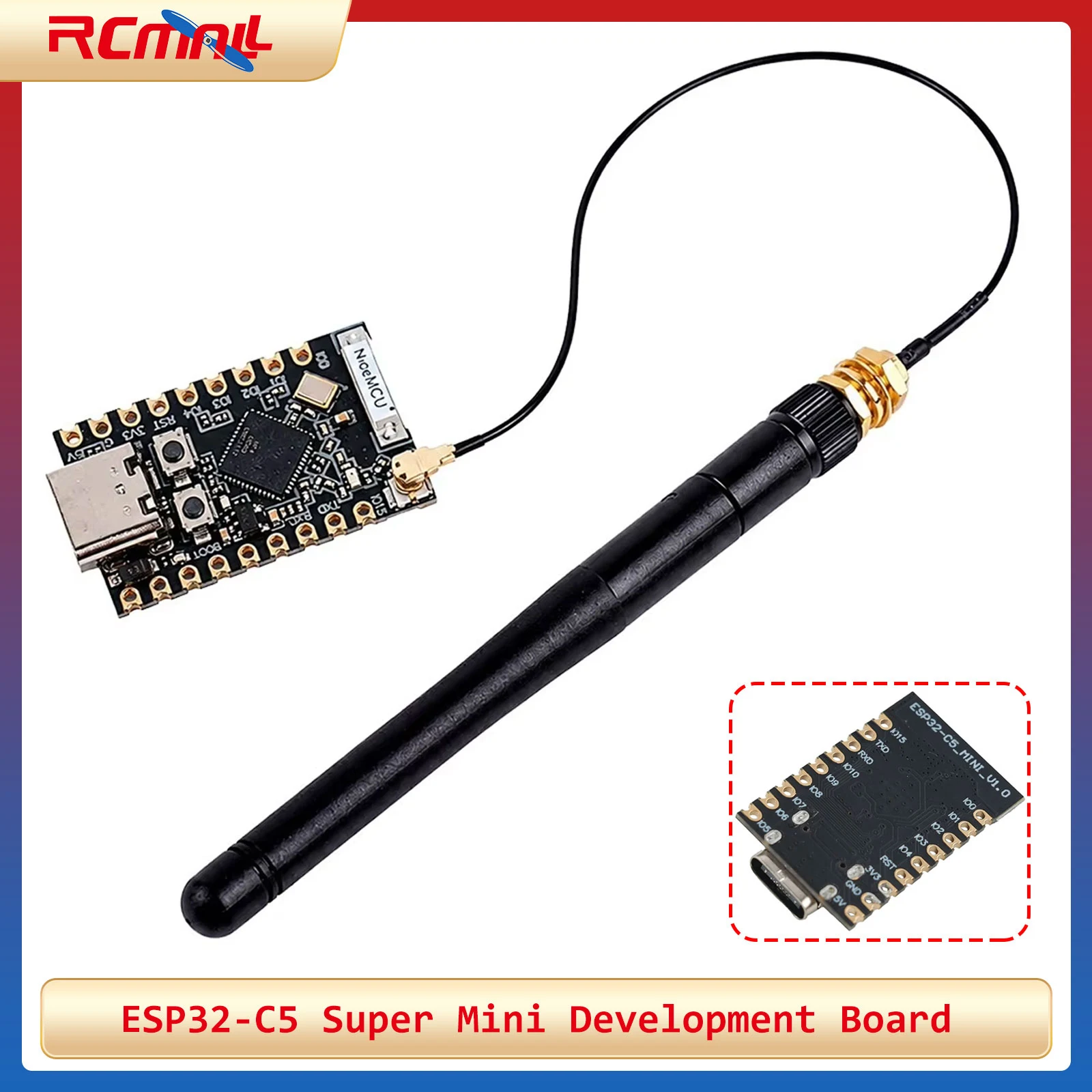 Carte de développement super mini ESP32-C5 + antenne WiFi externe 2.4G/5.8G, kit de module WIFI BLE ESP-32 pour Arduino IoT ESP-IDE