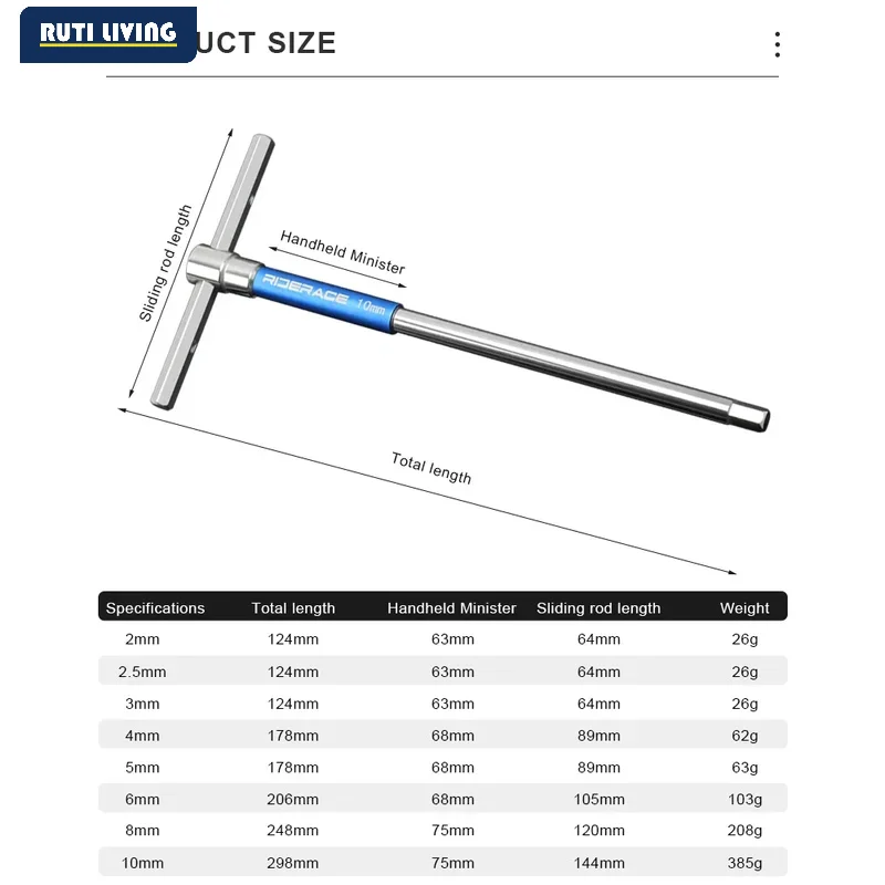 Bicycle Hex Key Wrench Set T Handle 2-10mm CRV Steel Allen Key Bike Repair Tool MTB Road Bike Maintenance Kit