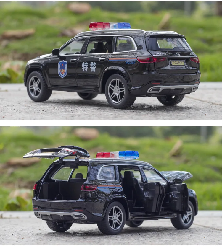 1:32 Mercedes Benz GLS580สูงจำลองโมเดลรถยนต์ตำรวจเครื่องประดับเด็กของเล่นสำหรับของขวัญเด็ก A79