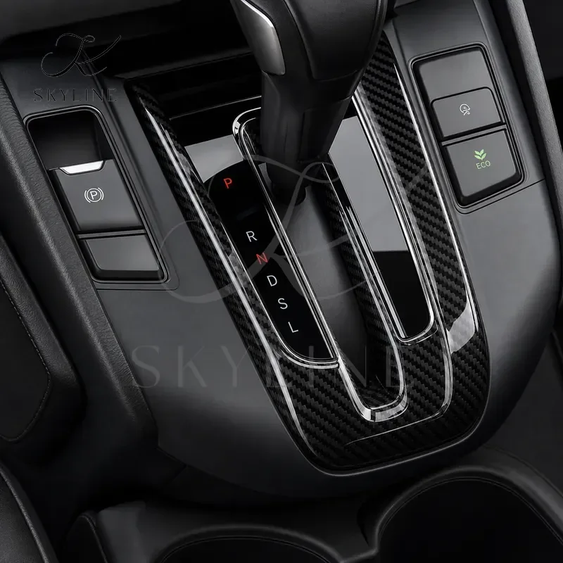 Console Gear Shift Panel Decor Cover Trim Carbon Fiber Grain Plastic Fit For Honda CRV CR-V 2017 2018 2019 2020 2021