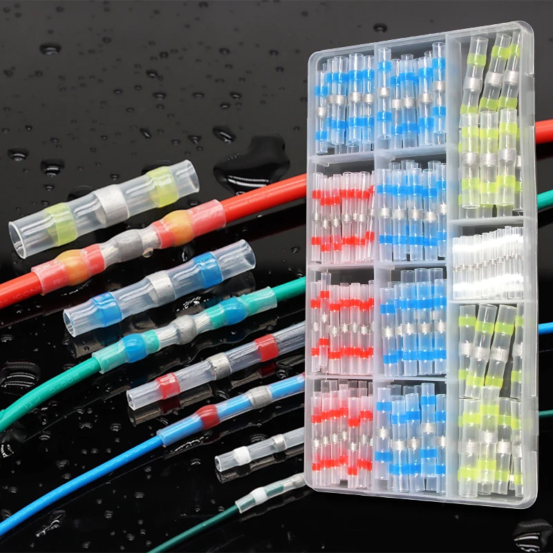 Boxed Solder Seal Wire Connectors Kit Heat Shrink Butt Terminals, Waterproof Insulated Electrical Wire Splice Connector