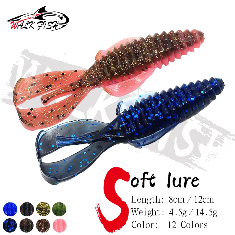 WALK FISH 8cm 12cm Soft Fishing Lure Jig Wobblers Swimbait Silicone Bait Shrimp Bass Perch Lure Craws Artifical Bait Sea Fishing