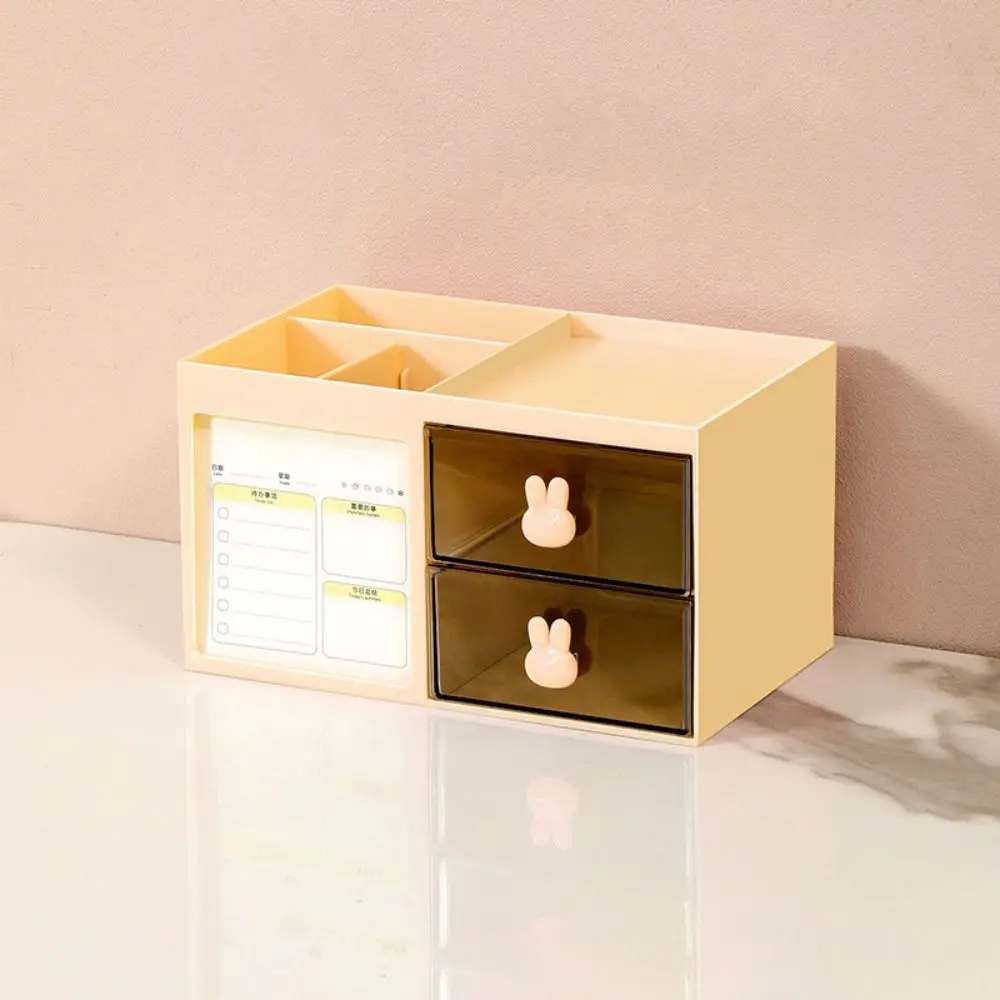 Sturdy Rabbit Handle Pen Holder High-capacity Drawer Pencil Storage Box Detachable Cute Stationery Organizer Desk