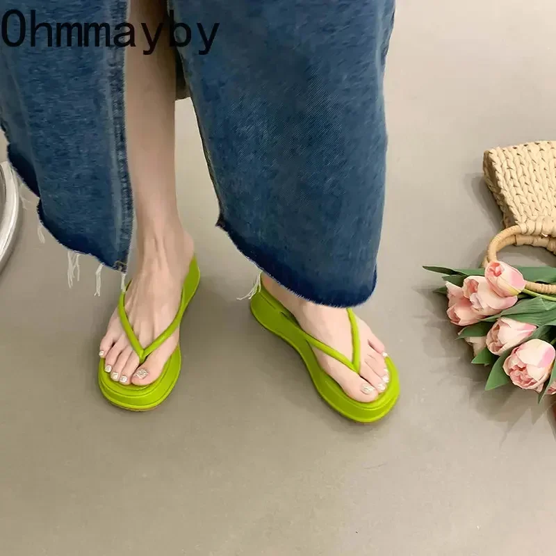 2024 New Wedges Women Slippers Fashion Slip On Open Toe Ladies Elgant Platform High Heel Non Slip Beach Slides Flip Flop