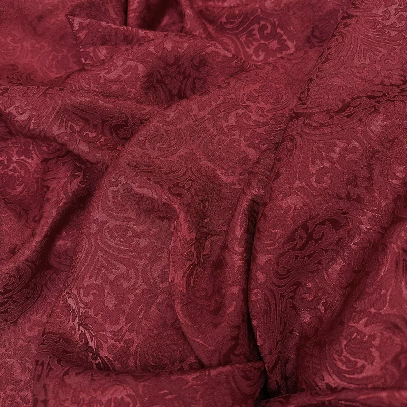 Burgundy 3D Textured Jacquard Fabric, Dress Brocade Fabric, Luxury Evening Gown Cloth, Suitable For Jacket or Upholstery