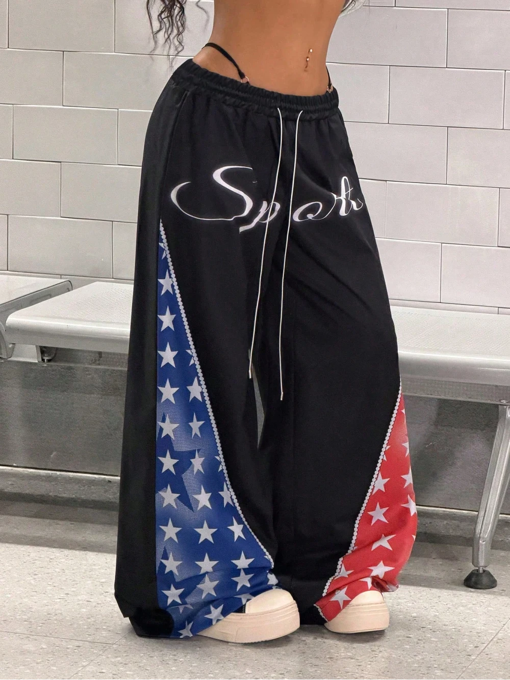 

2026 New American Retro Color Contrast Star Letter Printed Street Trend Fashion Personalized Pants Casual Sports Pants Versatile