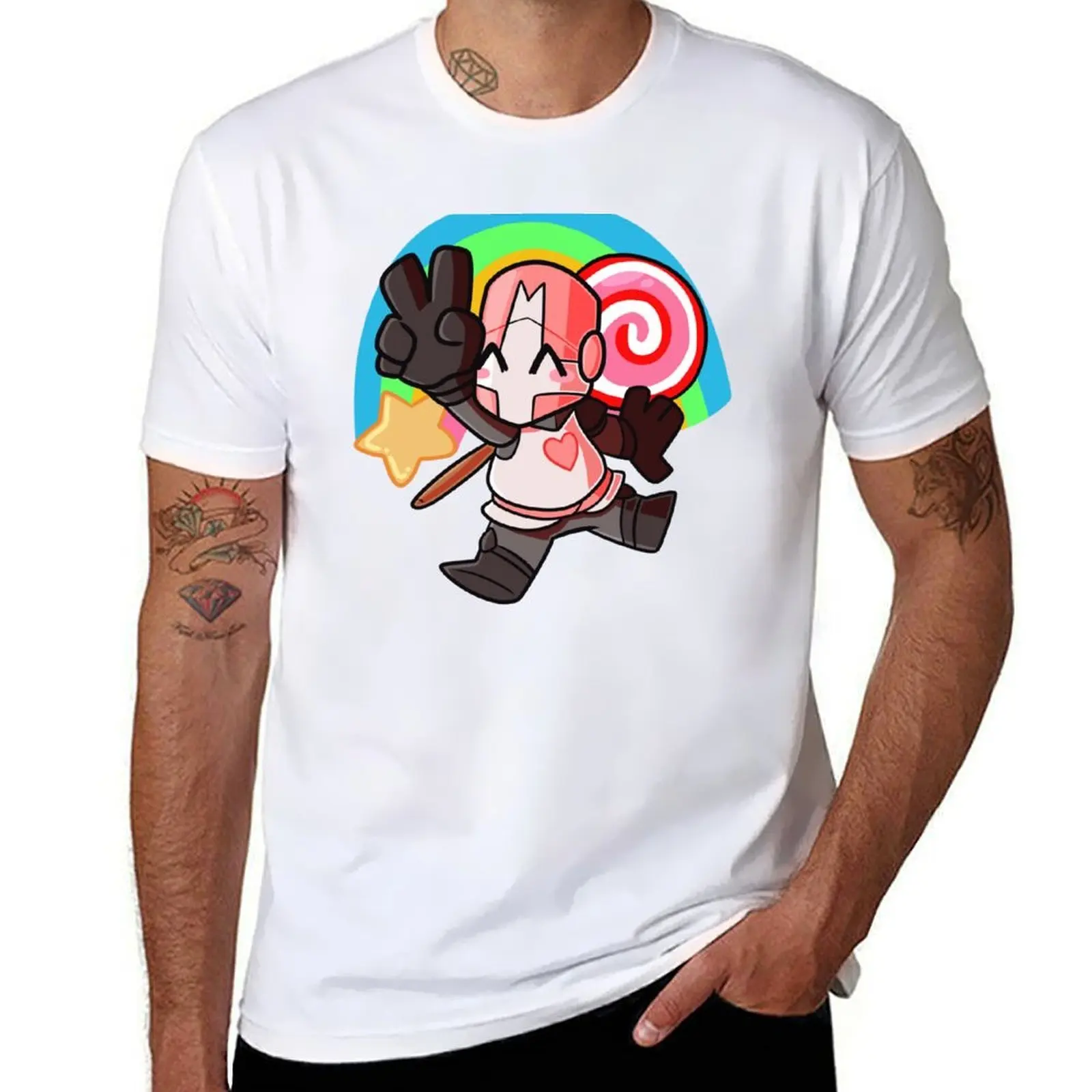 

Pink Knight peace sign T-Shirt t shirts for man graphic vintage black cotton t-shirt plain for man package T-Shirt