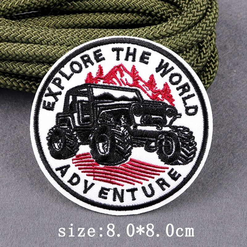 Wilderness Adventure Embroidery Patch Iron On Patches For Clothing Outdoor Embroidered Patches For Clothes Camping Fusible Patch